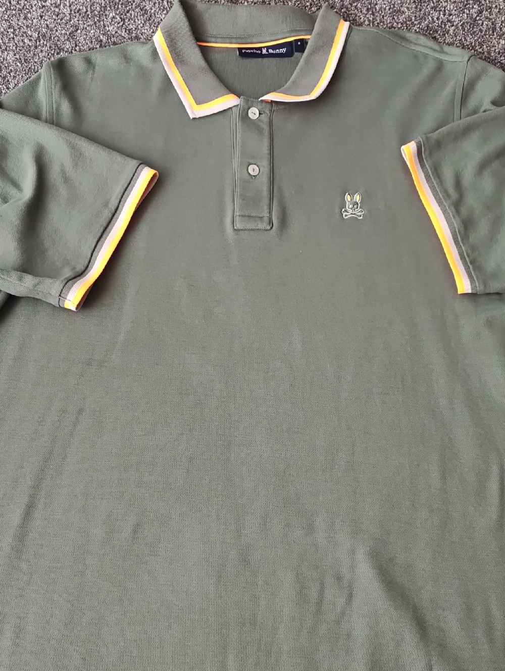 Psycho Bunny Olive Green Polo with Yellow Trim